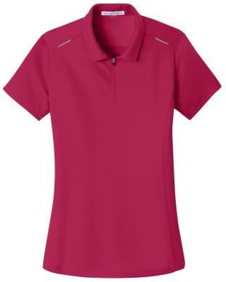 L580 - Ladies' Pinpoint Mesh Zip Polo