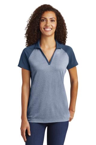 LST641 - Ladies' Raglan Heather Block Polo